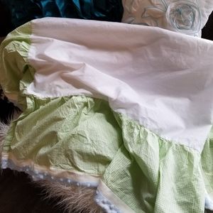 GREEN GINGHAM MINKY BLUE BEDSKIRT